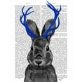 thumbnail image 2 of Fab Funky 12x14 White Modern Wood Framed Museum Art Print Titled - Jackalope with Blue Antlers, 2 of 4