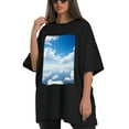 thumbnail image 4 of Plus Size Shirt for Women Black Tops for Women Short Sleeves Shirt for Women Bule Sky3 T Shirt Crewneck Shirt for Women 2XL, 4 of 5