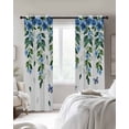 thumbnail image 4 of Blue Floral Spring Blackout Curtains for Bedroom Living Room Darkening Curtains 54 Inch Long Summer Pastoral Botanical Watercolor Short Curtain for Small Window Treatment Grommet Drapes 42"x54"x2, 4 of 9