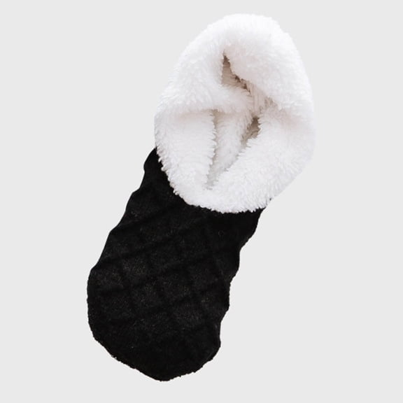 FAZVAOO Socks for Women Cotton Fuzzy Non Slip Lamb Wool Floor Socks Black