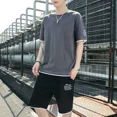 thumbnail image 5 of Conjuntos de hombre Conjunto de entrenamiento Estampado gráfico Algodón Tendencia 2024 Verano Camisetas Pantalones cortos Trajes para hombres Ropa Kpop Manga corta Cuarto fresco, 5 of 5