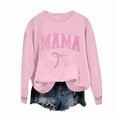 thumbnail image 4 of Women's Mama Graphic Crewneck Oversized Sweatshirt - Long Sleeve Fleece Bow Print Fall Winter Tops, 4 of 5