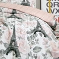 thumbnail image 5 of 2/3 PCS Kids Bedspread Set Eiffel Tower & Floral Paris Design, Reversible Quilt with Pink Back, 5 of 7