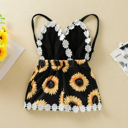 

Girls Clothes Baby Girls Lace Floral Sunflower One Piece Romper Jumpsuit 100