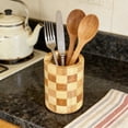 thumbnail image 6 of Checkered Bamboo Utensil Holder, Farmhouse Utensil Holders For Kitchen Counter, Bamboo Spoon Holder For Kitchen Decor, Flatware And Spatula Storage Organizer, For Countertop, Pantry And Bathroom, 6 of 6