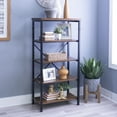 thumbnail image 6 of Linon Austin Rustic 4-Shelf Standard Bookcase with Metal Frame, Black/Warm Walnut, 6 of 13