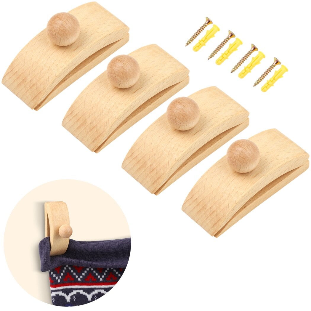 4 PCS Quilt Wall Hangers Wall Hanging Quilt Clamp Wooden Blanket Wall Hanger Quilt Holder for Wall Display Tapestry Hanger with Screw Set Wood