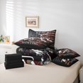 thumbnail image 5 of Homewish Jungle Deer Moose Twin Bedding Sets 7-Piece, Hunting Pike Fish Bedding Comforter Set, Vintage American Flag Reversible Sheet Sets, Breathable Home Decor, 5 of 7