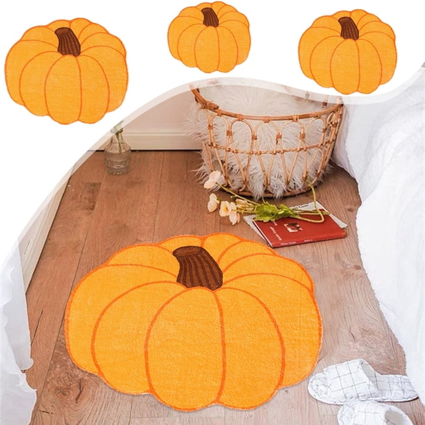 Xihbxyly Alfombrilla de Baño de Calabaza Naranja, Diseño Adorable de Calabaza, Microfibra Suave y Antideslizante, Absorbente de Agua, Accesorio de Ducha Seguro, Multiusos, 80 X 120 Cm
