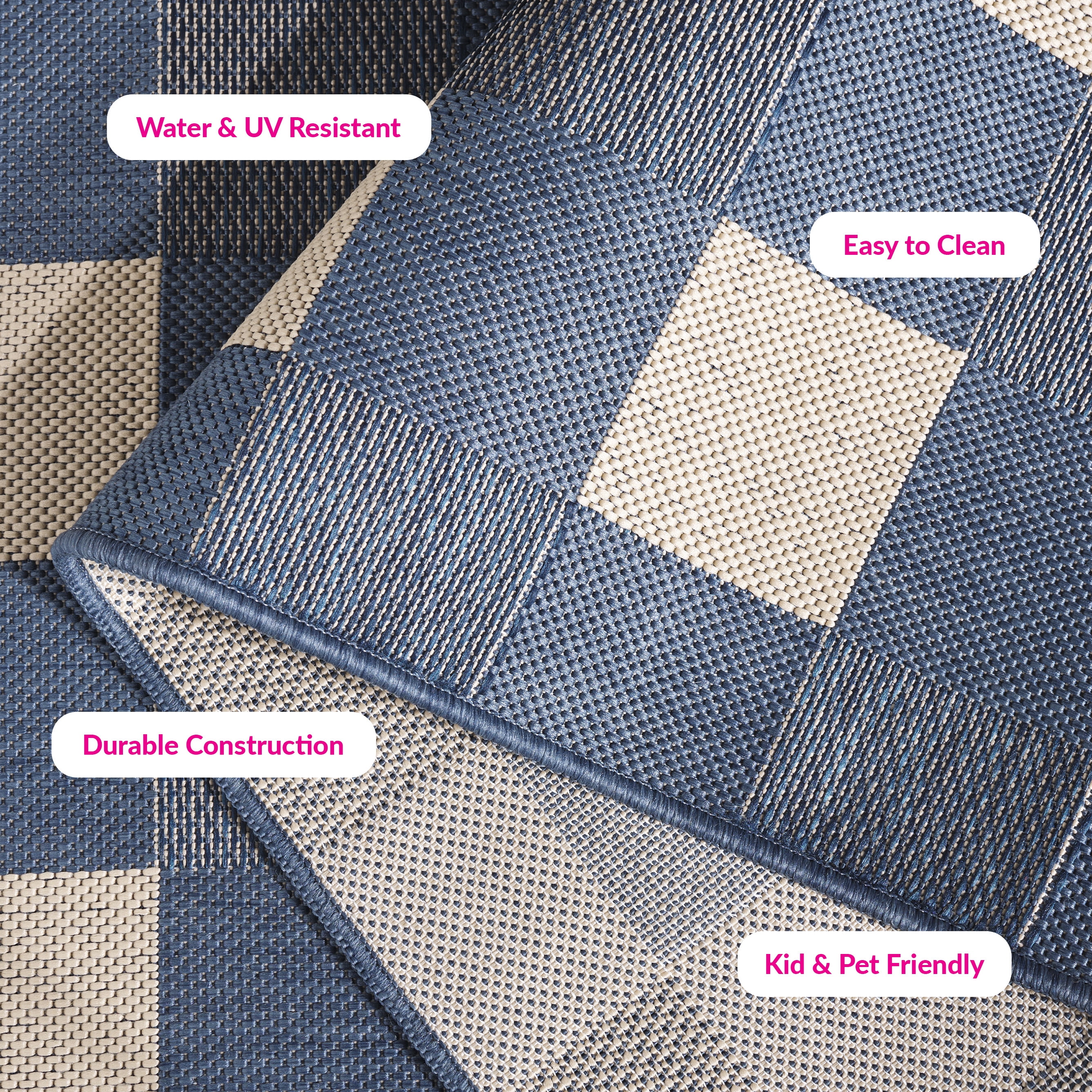 Safavieh Courtyard Caitriona Checkered Indoor/Outdoor Area Rug, Blue/Beige, 4' x 5'7"