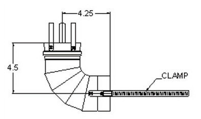 Heat Fab 93WMSTLH Saf-T Vent EZ Seal - 3\" Weil-McLain GV2 Horizontal Elbow Adapter