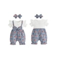 thumbnail image 2 of BemeyourBBs Baby Girl 4th of July Outfit Baby Girls Patriot Independent Day Clothes Summer Romper Flag Print Faux Two-Piece Cute Bow Short Sleeve Jumpsuit with Headband Set, 2 of 9