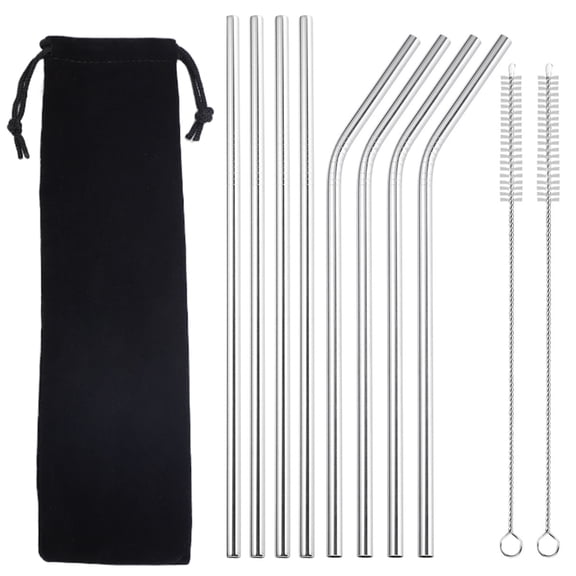 CIYISON 11 Pack Reusable Long Metal Straws Cleaning Brush Suitable for Juices Drinks Cup