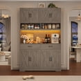 thumbnail image 2 of Hiphuta Farmhouse Kitchen Pantry Storage Cabinet, 75”H Freestanding Hutch with 8 Doors and 2 Drawers for Dining and Living Room, Ash Gray, 2 of 7