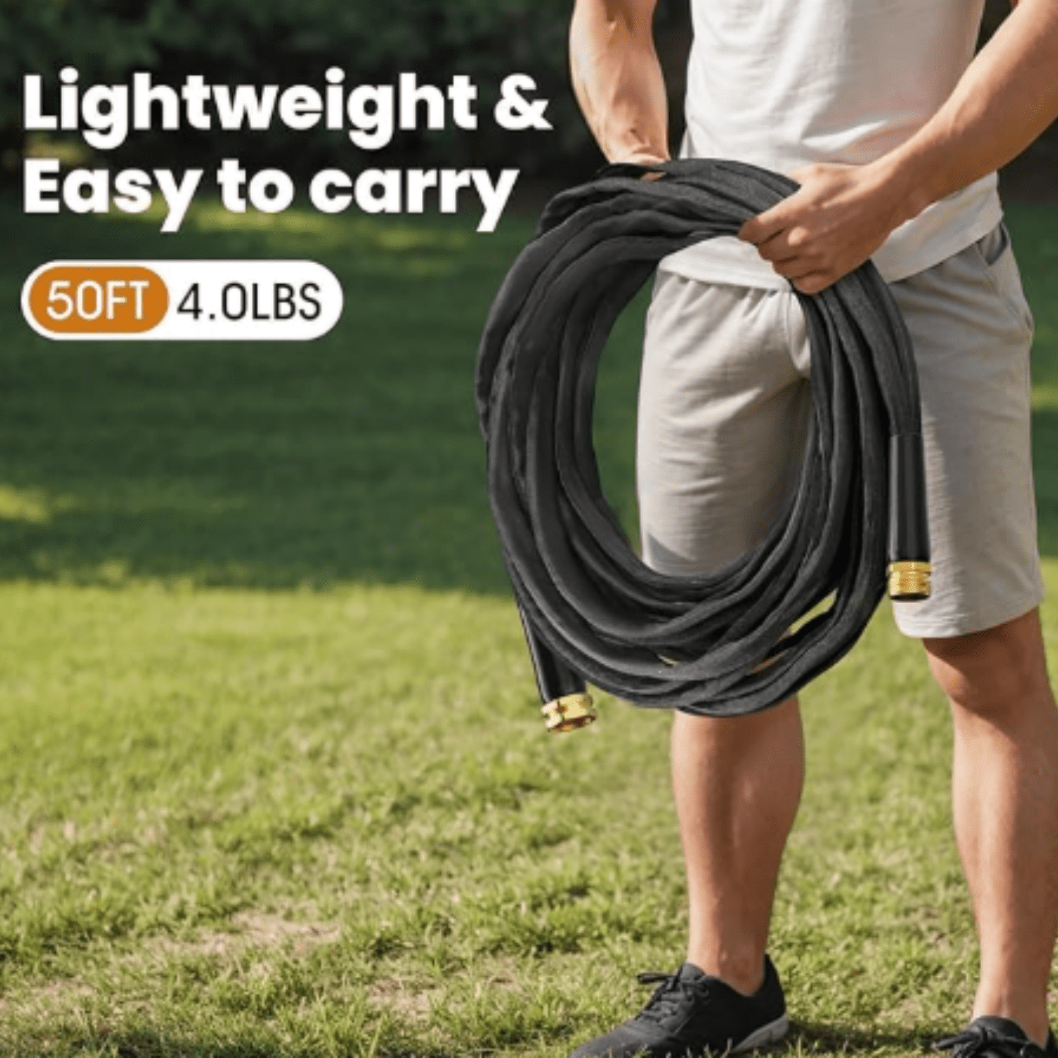 2025 Upgraded 100FT Non-Expanding Garden Hose, Lightweight, Flexible Ultra-Light Water Hose, Burst-Resistant, Lead-Free, Anti-Kink, High-Pressure