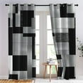 thumbnail image 3 of Black Grey Geometric Thermal Insulated Room Darkening Blackout Grommet Curtains for Living Room Home Decor,Abstract Window Curtains Patterned Grommet Drapes 2 Panels Set-42"W x 72"L (Pack of 2), 3 of 6
