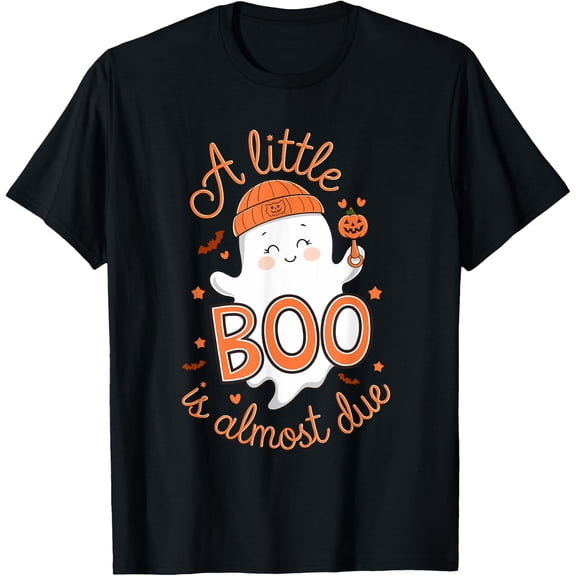 Little Boo Is Almost Due Cute Halloween Pregnancy Reveal T-Shirt