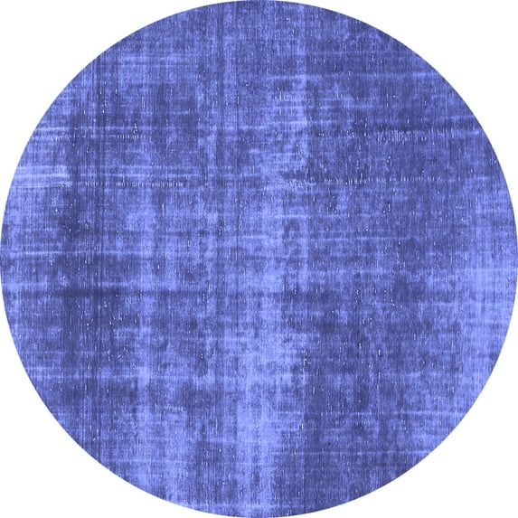 Ahgly Company Machine Washable Indoor Round Abstract Blue Modern Area Rugs, 3' Round