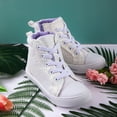 thumbnail image 2 of Kushyshoo Kids Canvas Sneakers White Glitter High-Top Children Walking Shoes 3M, 2 of 5