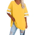 thumbnail image 1 of Fgnfyis T-Shirt Décontracté à Manches Courtes Col en V Coupe Ample pour Femmes YE1 m, 1 of 5