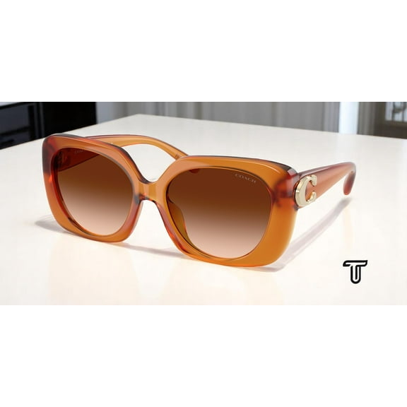 COACH HC8422U 564774 Cad33 Milky Amber Brown Gradient 55 mm Women's Sunglasses