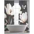 thumbnail image 6 of Farmhouse Floral Semi Sheer Window Curtains 84 Inches Long, Magnolia Flowers Vintage Blackboard Rod Pocket Voile Silky Chiffon Curtain Light Filtering Drapes for Living Room, 52"x84", 2 Panels, 6 of 9