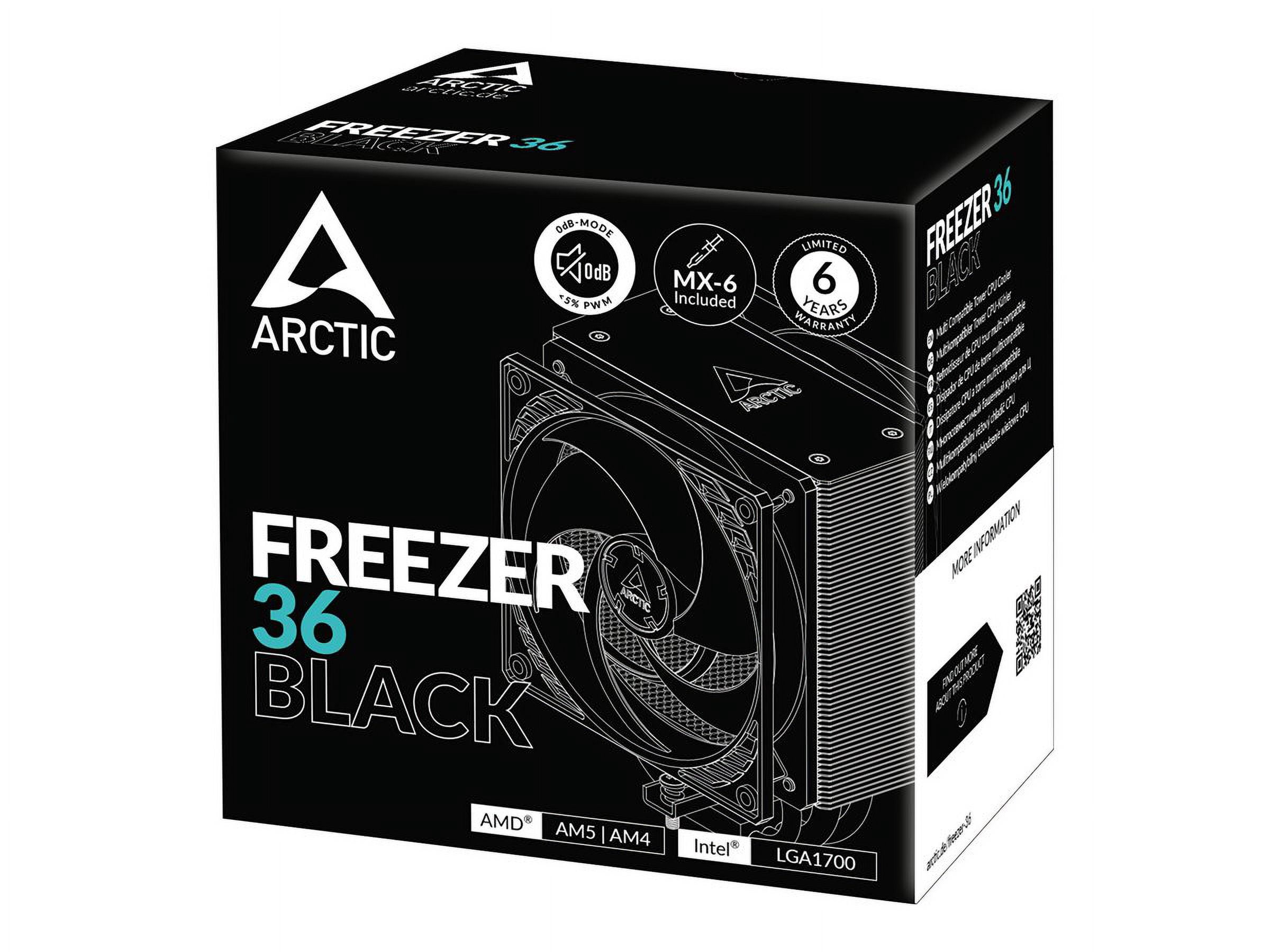 Arctic ACFRE00123A Freezer 36 All Black CPU Fan Cooler Intel Socket LGA1700,AMD Socket AM4-5 Pressure Optimized Fan