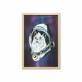 thumbnail image 1 of Outer Space Wall Art with Frame, Kitten in Astronaut Hat Looks at Cosmic Rays UFO Universe Celestial Theme, Printed Fabric Poster for Bathroom Living Room, 23" x 35", Purple White, by Ambesonne, 1 of 2