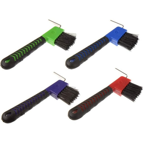 4 Pcs Horse Hoof Pick Brushes with Soft Touch Rubber Handle portable hoof pick cleaning tool multifunctional stainless steel