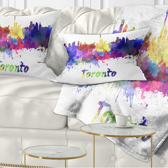 Designart Toronto Skyline - Cityscape Throw Pillow - 12x20