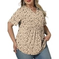 thumbnail image 2 of Plus Size Button Down Shirts for Women 2025 Henley Tops Flowy Peplum Cute Chic V-Neck Floral Blouses Xl YH001, 2 of 6