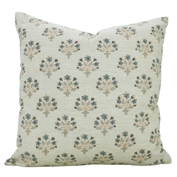 Fabdivine Floral Linen Blend Indoor Square Decorative Throw Pillow Cushion for Couch,sofa, Patio ,20"X20", Gray
