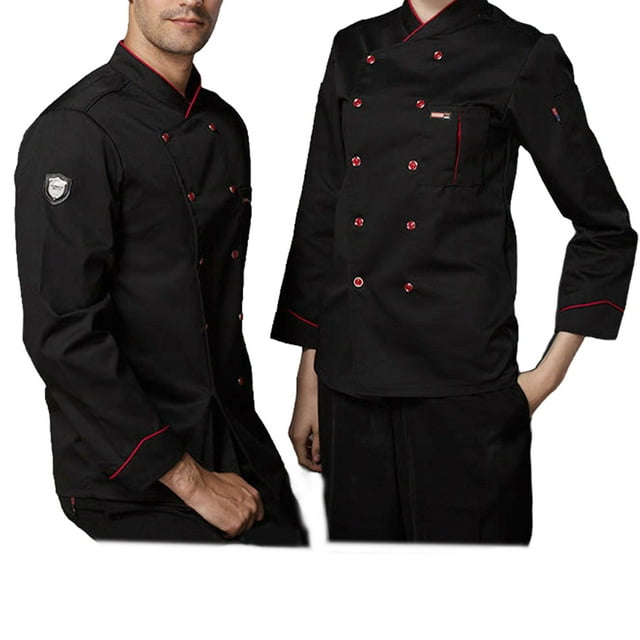Toystoory Chaqueta de Chef Unisex-Adulto de manga larga telas mejoradas transpirable absorbente de sudor uniforme de cocina antiincrustante para Herramientas y accesorios para hornear Negro L Toystoory HA012106-07