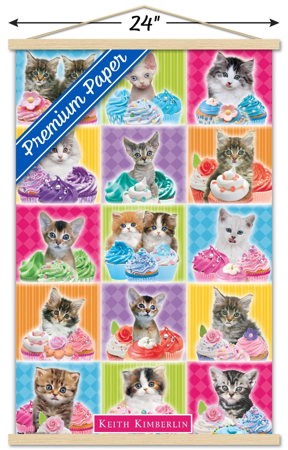 Keith Kimberlin - Kitten - Cupcake Wall Poster with Wooden Magnetic Frame, 22.375" x 34"