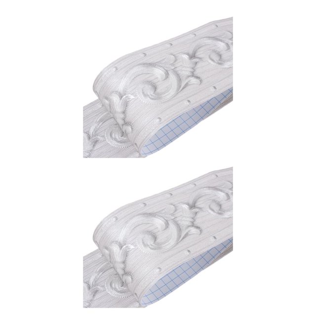Decodeary Adhesive Non-Damaging To Walls Creative Waterproof Wallpaper Border silver gray vine 2Set