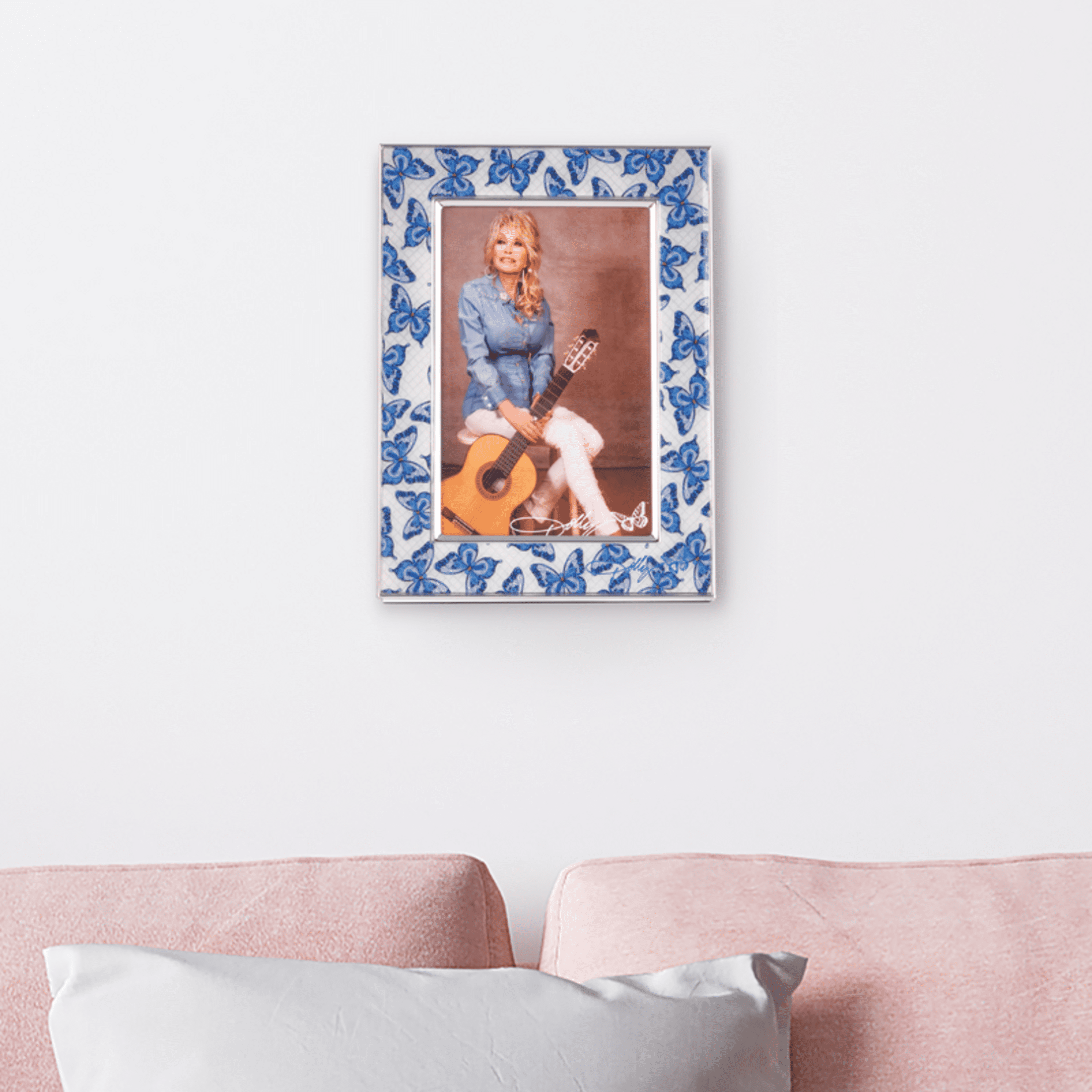 Dolly Parton 5.5X7.5 in Blue Butterfly Enmel Frame - 4X6