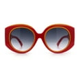 thumbnail image 3 of Womens Oversize Round Thick Temple Plastic Designer Fashion Diva Sunglasses Red Orange - Smoke, 3 of 8