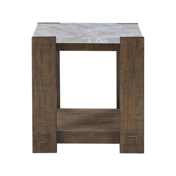 Steve Silver Libby Indoor 30.25" H Sintered Stone End Table with Storage, Dusty Caramel