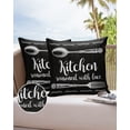 thumbnail image 6 of Pack of 2 Outdoor Pillow Covers, Retro Kitchen Fork Spoon Black Wood Grain Waterproof Square Throw Pillowcase Cushion Decorative Pillow Covers for Couch Patio Tent, 18x18 in, 6 of 6