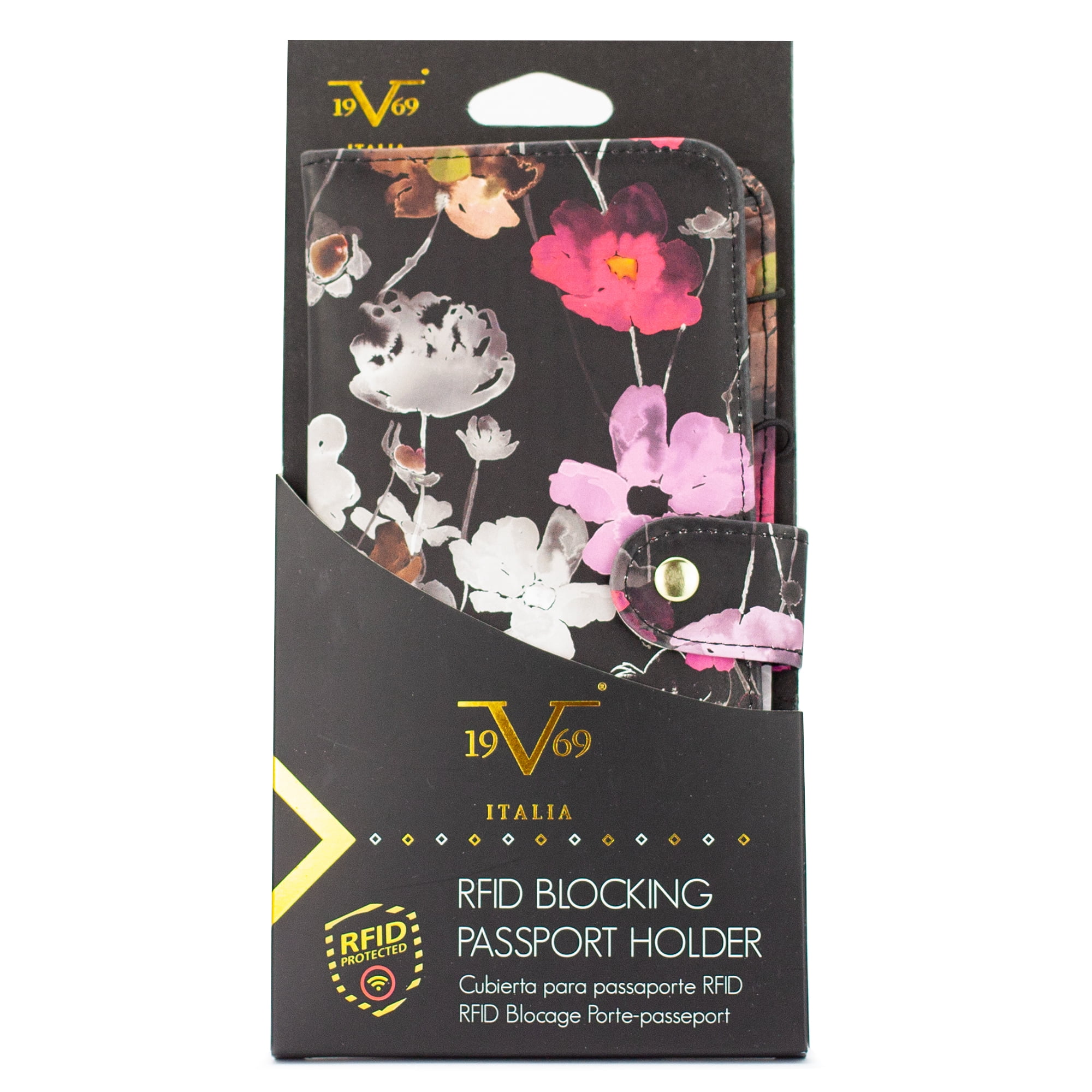 RFID Passport Cover - Sturdy, Slim and Made from PU Leather (Watercolor Flowers)