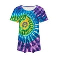 thumbnail image 6 of Womens Tie-Dye T Shirts Summer Fashion Tunic Tops for Leggings Colorful Round Neck Short Sleeve Tee, 6 of 7