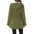 thumbnail image 3 of Abrigo parka para mujer INSPIRE CHIC con cinturón, bolsillos, mangas largas y capucha de piel sintética, talla XS, color verde militar, 3 of 6