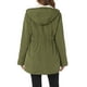 thumbnail image 3 of Abrigo parka para mujer INSPIRE CHIC con cinturón, bolsillos, mangas largas y capucha de piel sintética, talla XS, color verde militar, 3 of 6