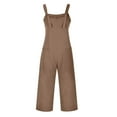thumbnail image 6 of Women's Casual Loose Overalls Jumpsuits One Piece Sleeveless Wide Leg Long Pant Rompers With Pockets Yellow S, 6 of 6