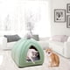 thumbnail image 4 of Cómoda cama para gatos, caseta para perros pequeños, sofá cálido de invierno, nido de terciopelo suave verde, 4 of 9