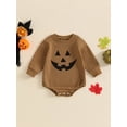 thumbnail image 2 of Suealasg Newborn Baby Boys Girls Halloween Clothes Long Sleeve Pumpkin Print Sweatshirt Romper Bodysuit Jumpsuits 3 6 12 18 Months Infant Fall Playsuit, 2 of 7