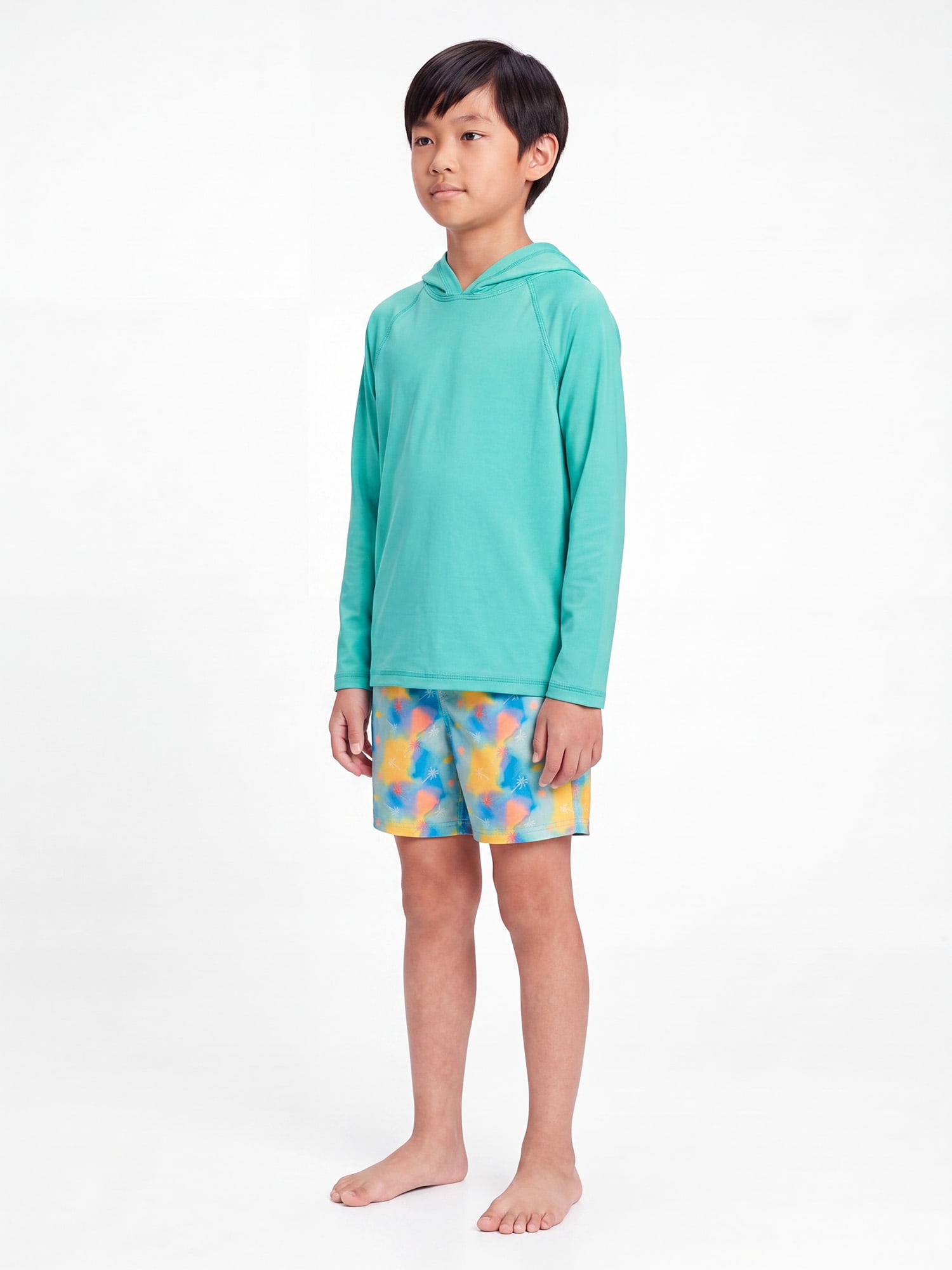 Ocean Gear Boys Long Sleeve Hooded Rash Guard Swim Top, Sizes 4-18