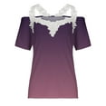 thumbnail image 4 of Dyegold Womens Blouses and Tops Dressy Cold Shoulder Lace Trim Tops for Women Summer Casual T Shirts Short Sleeve Blouses Flowy Tunics Tees, 4 of 5