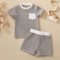 thumbnail image 2 of Xudanell Toddler Boys Outfit Sets 2 Piece Graphic Summer T-Shirts and Shorts Set Knitted Kids Boys Vacation Outfit Set Khaki 12-18 Months, 2 of 3