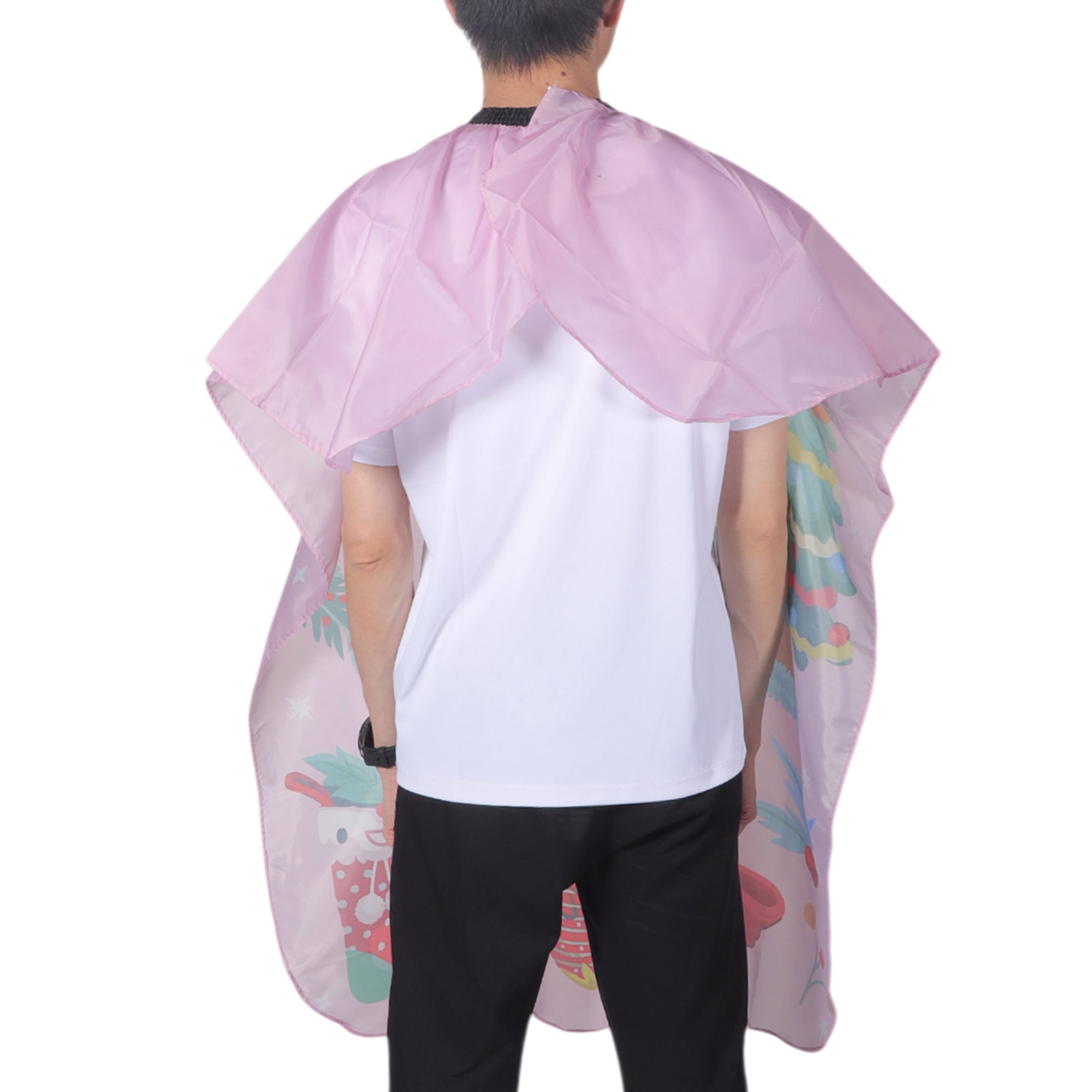 Unique Bargains Santa Hat Hair Cutting Barber Cape 1 Piece Pink 53.15"x33.07"